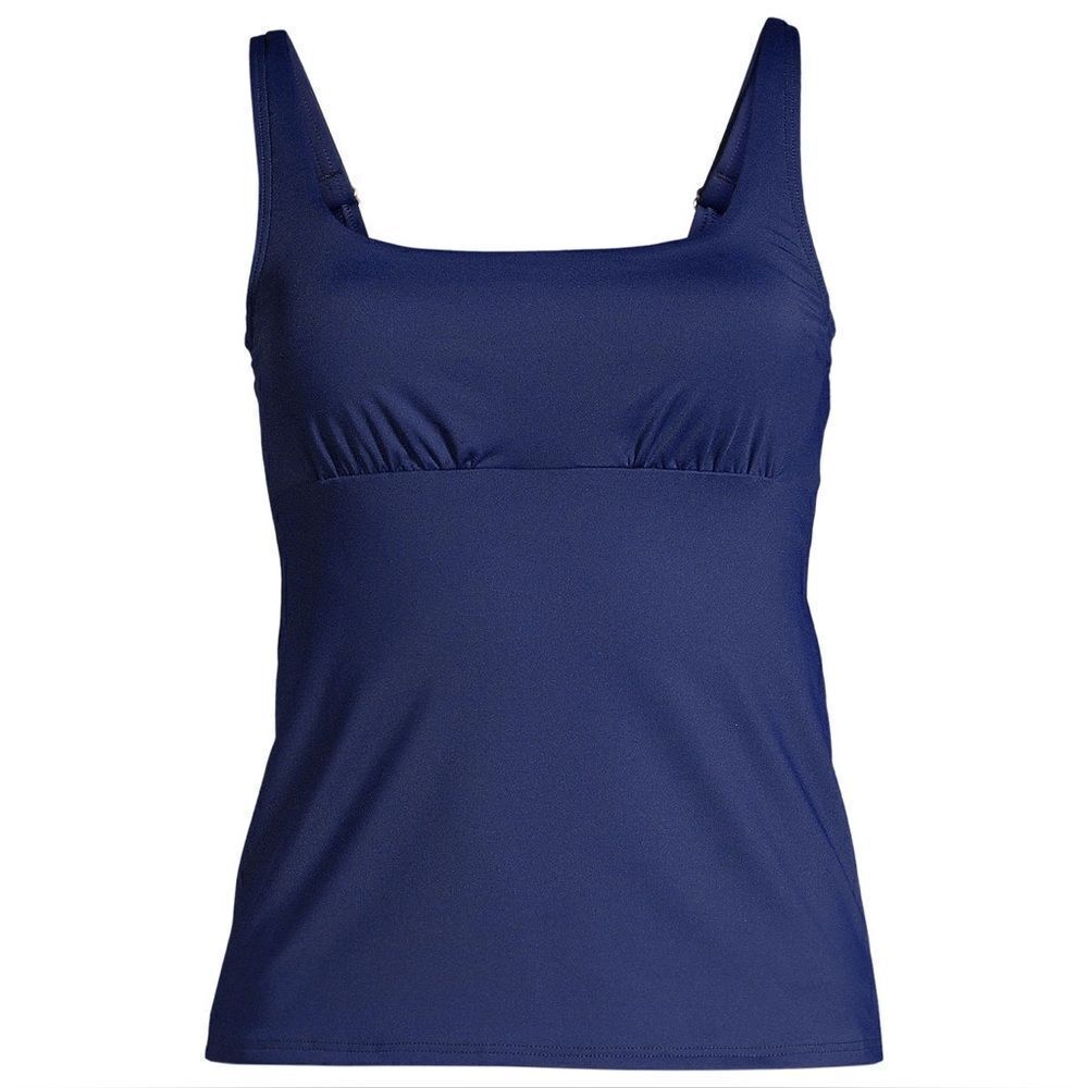 Land’s End Tankini tummy technology Square neck Tankini top underwire Navy Var - Picture 2 of 13